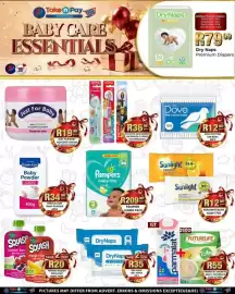 Take 'n Pay catalogue week 35 Page 25: Rhodes Squish €20,00, DryNaps Everyday Baby Wipes €35,00