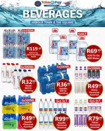 Take 'n Pay catalogue Page 20: Aquelle Flavoured Assorted €99,99, AQuellé Natural Spring Water €36,99