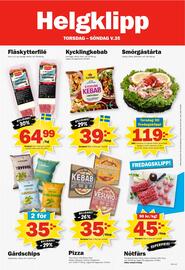 Pekås reklamblad vecka 35 Sida 8: Kronfågel kycklingkebab €39,00, Scan fläskytterfilé €64,99