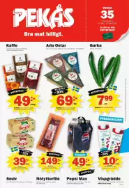 Pekås reklamblad vecka 35 Sida 1: Arla Ostar €69,00, Arvid Nordquist Kaffe €49,00