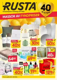 Rusta reklamblad vecka 35 Sida 1: Refin toilet paper €69,90, Ljus Cleo €40,00