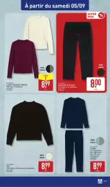 Catalogue ALDI semaine 36 page 51: UP 2 FASHION T-SHIRTS MANCHES LONGUES €8,99, UP 2 FASHION PULL €8,99