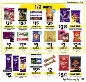 Drakes catalogue week 35 Page 11: Darrell Lea Choc Liquorice €3,00, Menz Violet Crumble Bags €3,00