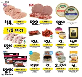 Drakes catalogue week 35 Page 4: Australian Chicken Wings €3,50, Castlemaine Premium Champagne Ham €22,00