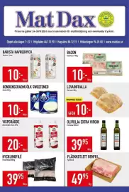 Matdax reklamblad vecka 35 Sida 1: Puck kondenserad mjölk sweetened €10,00, Barista havredryck €10,00