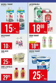 Matdax reklamblad vecka 35 Sida 10: Arla naturell yoghurt €15,00, Arla vaniljkeso €25,00