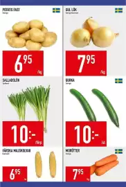 Matdax reklamblad vecka 35 Sida 8: Potatis fast €6,95, Gurka €10,00
