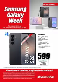 Volantino MediaWorld settimana 35 Pagina 1: Samsung Galaxy S26 €599,00