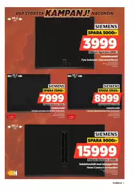 Power reklamblad vecka 35 Sida 57: Siemens induktionshäll €8.999,00, Siemens induktionshåll med inbyggd fläkt €15.999,00