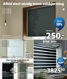JYSK kundeavis Side 13: SPAR 30% på utvalgt måltilpasset solskjerming, Duo rullegardin i spesialmål €3.825,50