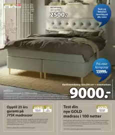 JYSK kundeavis Side 17: LYGNA kontinentalseng grå-23 + TOSEN overmadrass €9.000,00, NISA sengegavl €2.500,00