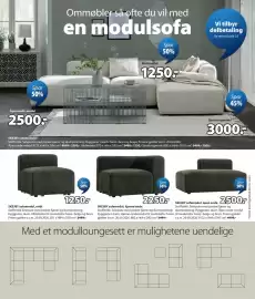 JYSK kundeavis Side 7: SKEJBY sofamodul, hjørne/ende €2.250,00, Åpen ende-modul €2.500,00