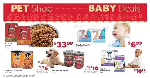 Family Fresh Market weekly ad week 35 Page 14: Tippy Toes Pediatric Shake €10,79, Purina One Dog Food €33,99