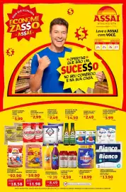 Encarte Assaí Atacadista Página 1: Piracanjuba - creme de leite €2,49, Bianco - papel higiênico folha dupla €13,90