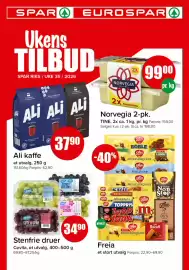 Spar kundeavis Side 1: Stenfrie druer €34,90, Norvegia 2-pk €99,00