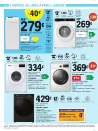Catalogue E.Leclerc page 6: CANDY LAVE LINGE FRONTAL €269,00, SAMSUNG LAVE-LINGE FRONTAL €334,00