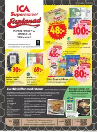 ICA Supermarket reklamblad vecka 35 Sida 1: Lambi toalett- och hushållspapper classic €100,00, Nötfärs ICA €69,00
