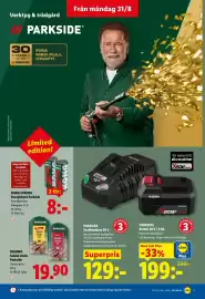 Lidl reklamblad vecka 36 Sida 15: Dulano salami sticks parkside €19,90, Kong strong energidryck parkside €8,00