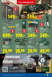 Lidl reklamblad vecka 36 Sida 17: Parkside Nitmuttertång €349,00, Parkside arbetssbord €699,00