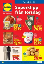 Lidl reklamblad vecka 36 Sida 28: ARLA Herrgård /Präst €74,90, Matriket Potatis €29,90