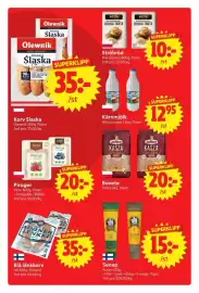 Nya Pulsen reklamblad vecka 35 Sida 11: Blå länkkorv €35,00, Auran Senap €15,00