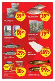 Nya Pulsen reklamblad vecka 35 Sida 6: Leröy färsk havskattfilé €169,00, Hel varmrökt lax €22,00