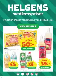Coop Konsum reklamblad vecka 35 Sida 4: Yes diskmedel €59,00, Noora sköljmedel €49,00