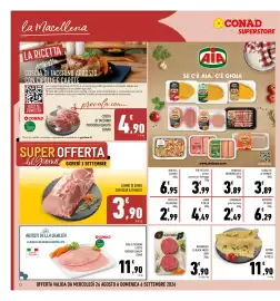 Volantino Conad Superstore Pagina 12: Fesa di tacchino a fette €11,90, Hamburger di Black Angus Skin €3,90