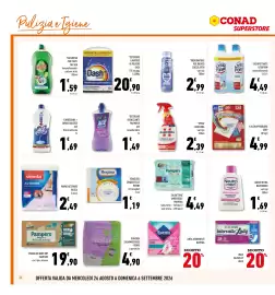 Volantino Conad Superstore Pagina 24: Denso candeggiina Ace €1,69, Assorbenti Nuvenia