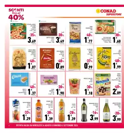 Volantino Conad Superstore Pagina 4: Biscotti Colussi zuppalatte/oswego €1,37, Emiliane Tagliatelle ruvide €0,99