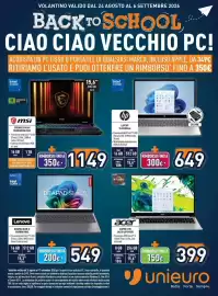 Volantino Unieuro Pagina 1: MSI Cyborg Gaming €1.149,00, HP Laptop 15-fd1005nlx €649,00