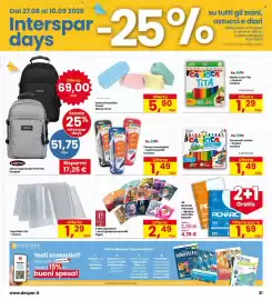 Volantino Interspar Pagina 31: Astuccio bustina Pastel Monocromo €5,90, Coprilibro XXL €1,29