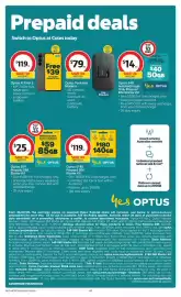 Coles catalogue week 35 Page 44: Optus $180 Prepaid SIM Starter Kit €119,00, Optus $59 Prepaid SIM Starter Kit €25,00