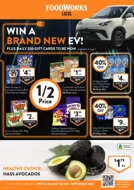 Foodworks catalogue week 35 Page 1: Sanitarium Up & Go €4,00, Kirks Soft Drink Cans €9,00