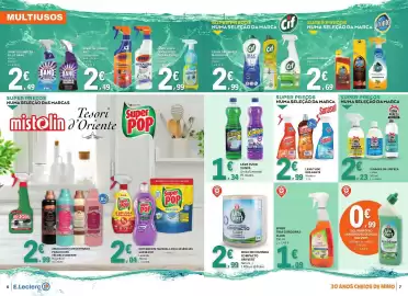 Folheto E.Leclerc Página 4: Sonasol lava tudo brilhante madeira €2,99, Dona Pureza vinagre de limpeza limão €2,23