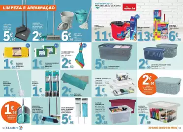 Folheto E.Leclerc Página 7: Escova especial juntas €1,50, Panos multiusos spryness €2,50