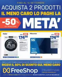 Volantino FreeShop Pagina 1: Hisense SMART TV 55A69S €174,50, Lavatrice Haier €174,50