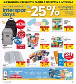 Volantino Eurospar Pagina 31: Coprilibro XXL €1,29, 5 Maxi quaderni - maxi quaderni assortiti Pigna €2,49