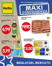 Volantino Hardis Pagina 1: Gambero argentino €19,90, Caffè Nescafé Dolce Gusto Espresso €13,50