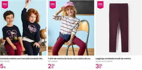 Catálogo Pepco Página 2: Com - t-shirt de menina as riscas com motivo de urs €2,50, Leggings canelada bordo de menina €3,30