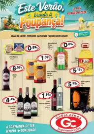 Folheto GidaCarnes Supermercados Página 1: Vinho Porta da Ravessa Tinto Branco €1,59, Martini Tinto €8,59