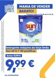 Folheto Casa Cheia Página 1: Detergente máquina da loiça limão Sun All in 1 €9,99