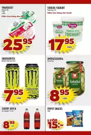 Din Mat reklamblad vecka 35 Sida 5: Mlekpol twaróg €25,95, Monster energidryck €795,00
