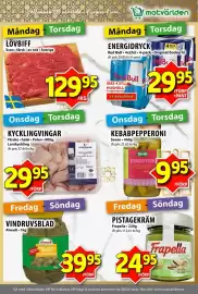 Matvärlden Tensta reklamblad vecka 35 Sida 2: Lantkyckling kycklingvingar €29,95, Alwadi vindruvsblad €39,95