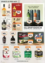 Foodworks catalogue Page 4: The Balvenie 12YO €99,00, Sailor Jerry Spiced Rum €70,00