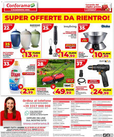 Volantino Conforama Pagina 24: Rasaerba elettrico Newton €49,90, Avvitatore/Trapano Percussione Batavia €24,90