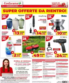 Volantino Conforama Pagina 24: Rasaerba elettrico Newton €49,90, Avvitatore/Trapano Percussione Batavia €24,90