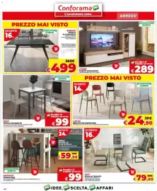 Volantino Conforama Pagina 4: Amy sedia in tessuto €79,00, Lara2 sedia in polipropilene €24,90