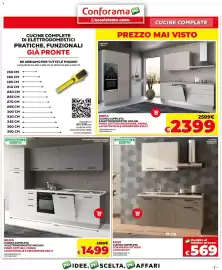 Volantino Conforama Pagina 7: Sofia cucina completa €2.399,00, Fast cucina completa con piano cottura a gas 60 cm €569,00