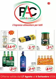Volantino Pac Cash&Carry Pagina 1: Heineken Birra €2,29, Gocciablu Seltz soda €2,49
